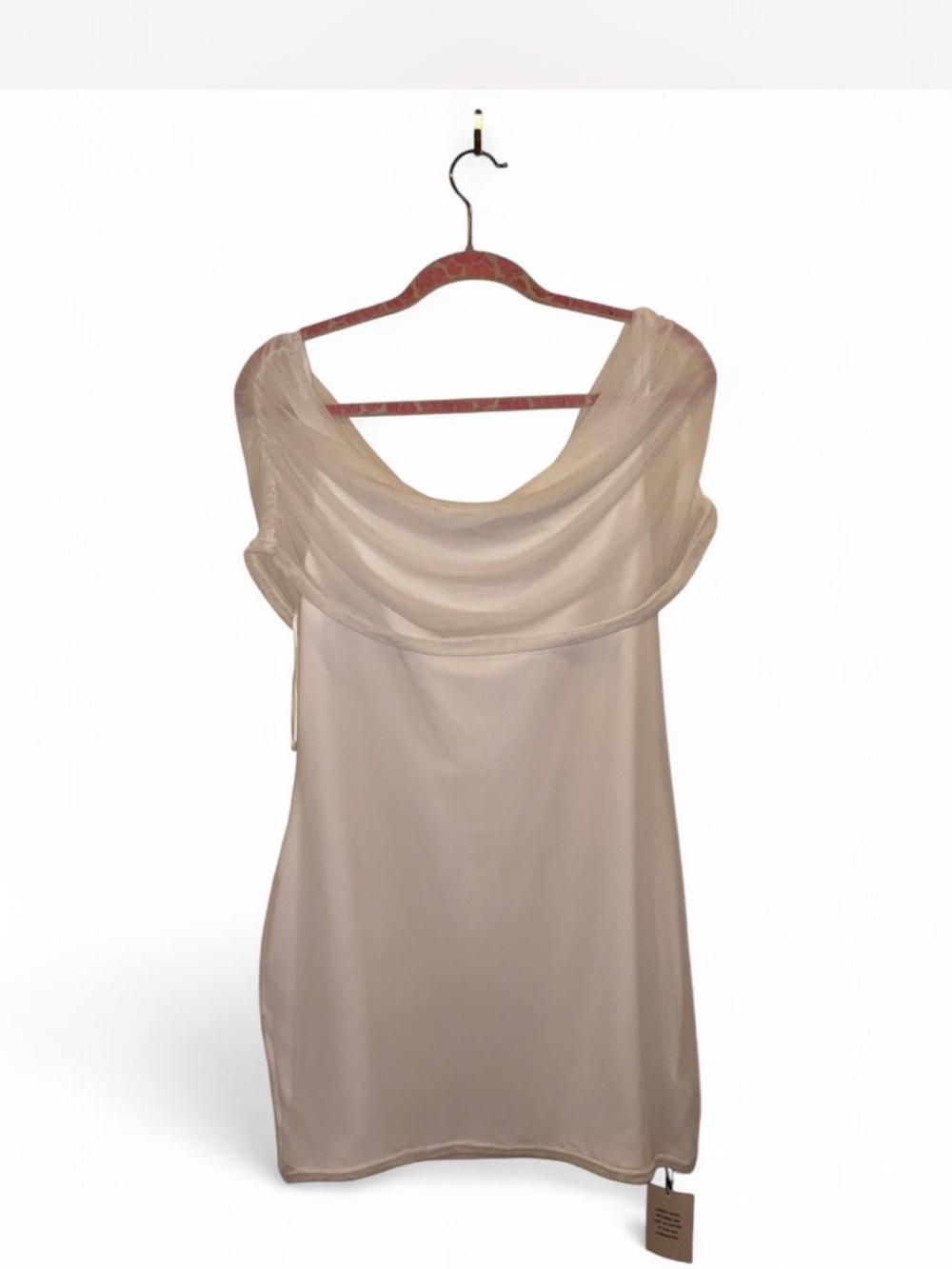 superdown Sheer Cowl Neck Mini Dress in Nude
